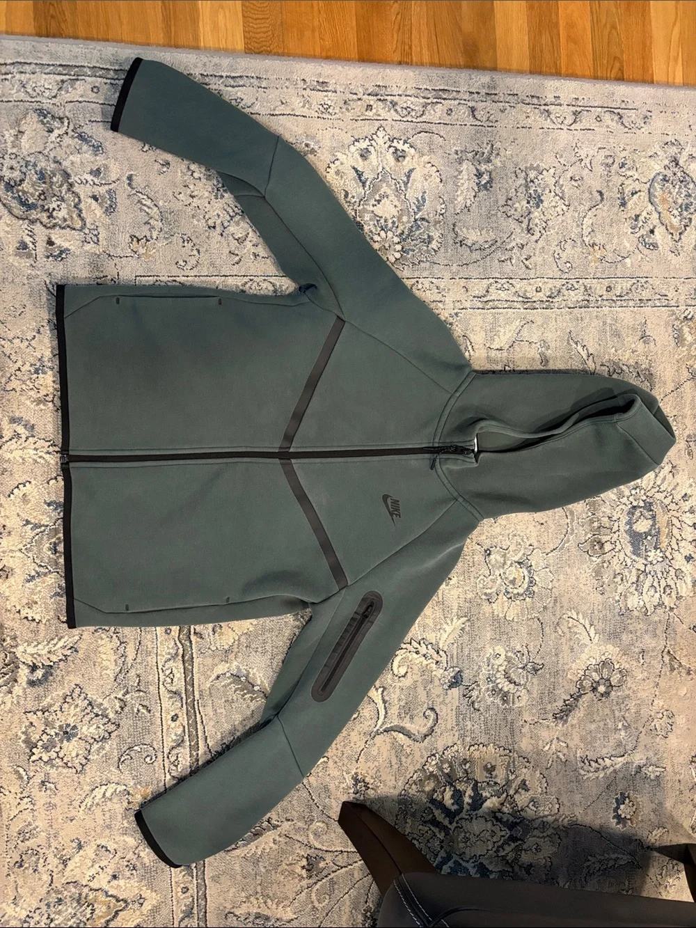 Nike tech Youth Hooded Full-Zip Jacket in Slate Green with Black Accents